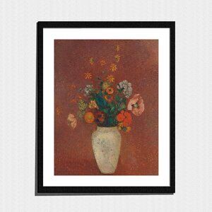 Art Print, Red Flower Bouquet Still-Life Painting